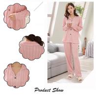 Conjunto De Pijamas Para Mujer De Cuatro Estaciones Con Cuello En V Y Pantalones Largos Estampado a Cuadros Y Rayas 2 Piezas Ropa De Dormir Casual - details 11