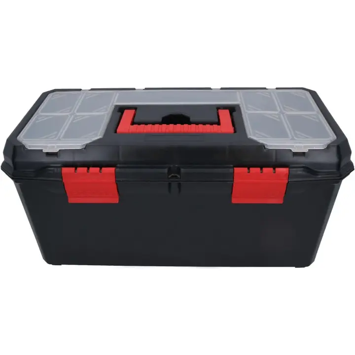 JOMAFA - Caja de herramientas con bandeja extraible y compartimentos 480 x 230 x 230 mm, negro - 3468 - 1