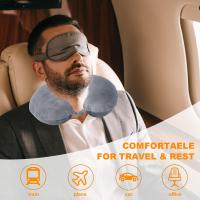 Almohada de viaje, 100% espuma viscoelástica pura en forma de U, reposacabezas portátil súper ligera, ideal para silla de avión, coche, hogar, oficina, cojín de descanso para dormir (gris) - details 1
