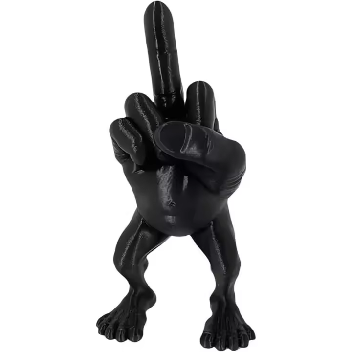 Figura de dedo medio con piernas, accesorio de escritorio decorativo divertido para dedo medio, escultura impresa en 3D, escultura de dedo de resina creativa, decoración de escritorio de oficina en casa (negro, 3 pulgadas) - 1