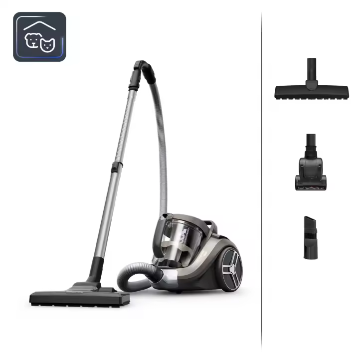 Rowenta Compact Power XXL, aspiradora sin bolsa, motor de bajo consumo (máx. 900 W), filtración ciclónica avanzada de 3 niveles, depósito de suciedad extragrande de 2,5 L, compacta, animal kit, RO4B50EA - 1