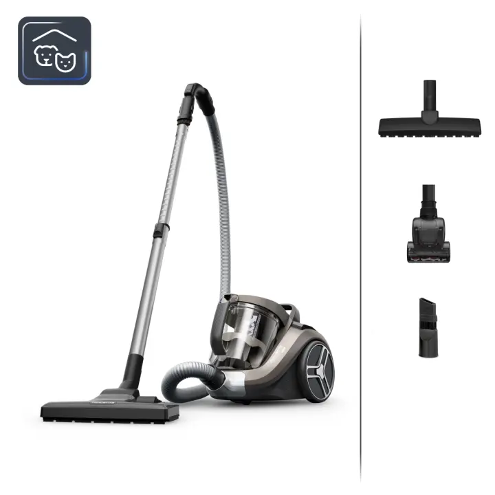 Rowenta Compact Power XXL, aspiradora sin bolsa, motor de bajo consumo (máx. 900 W), filtración ciclónica avanzada de 3 niveles, depósito de suciedad extragrande de 2,5 L, compacta, animal kit, RO4B50EA - 1