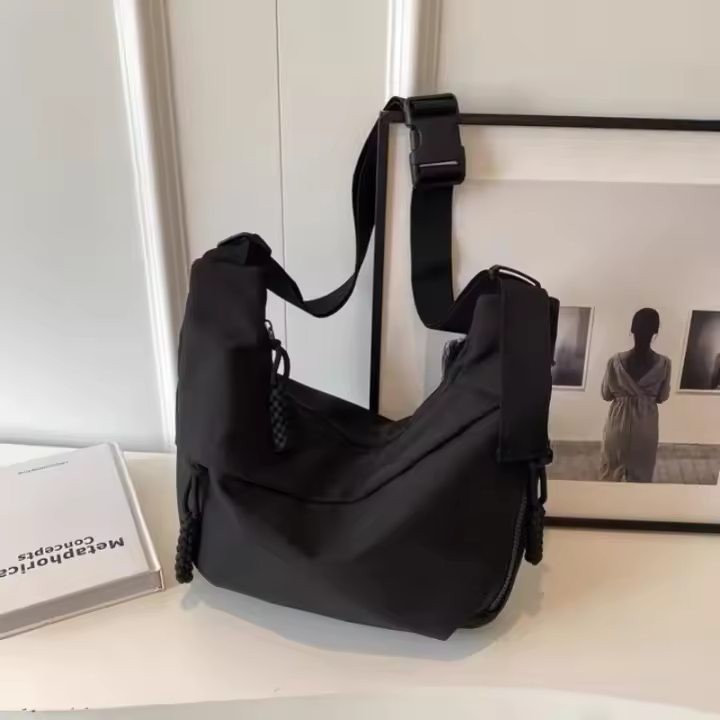Bolso Bandolera De Nylon Para Mujer Estilo Casual Color Sólido Cierre De Cremallera Gran Capacidad Bolso De Hombro Sencillo - 1