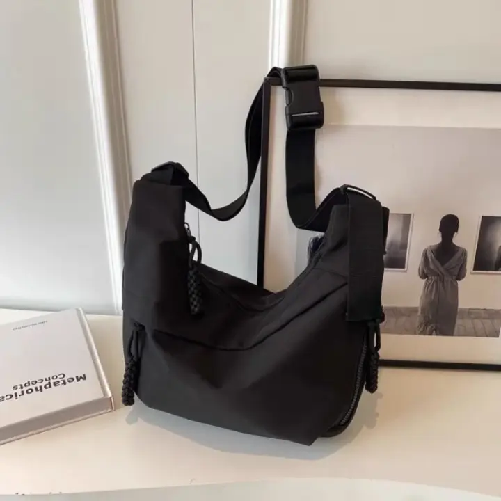 Bolso Bandolera De Nylon Para Mujer Estilo Casual Color Sólido Cierre De Cremallera Gran Capacidad Bolso De Hombro Sencillo - 1