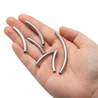10pcs Tubos De Macarón Curvado De Acero Inoxidable Con Agujero De 2.8mm Tono Plateado Para Fabricación De Joyas Pulseras Collares Sin Desvanecimiento - details 4
