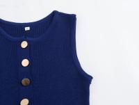 Vestido Elegante Para Mujer TRAFZA De Punto Sólido Con Cuello Redondo Sin Mangas Slim Midi Con Bolsillos Para Oficina Estilo Lady - details 4