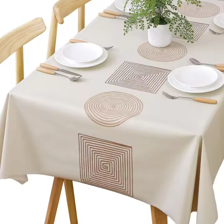 Mantel lavable de PVC, impermeable, rectangular, protector para cocina, picnic, exterior e interior (138 x 185 cm, geométrico) - 1
