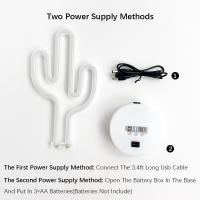 Lámpara De Mesa LED En Forma De Cactus Con Luz Neón Para Fiesta Cumpleaños Decoración De Hogar Y Camping Potenciada Por Batería Y USB - details 3