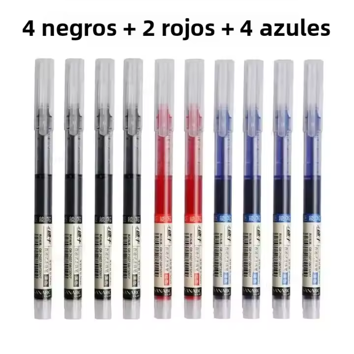 10PCS Bolígrafos De Gel De Alta Calidad Tipo Aguja En Tinta Negra Roja Y Azul Para Escuela Y Oficina Suministros Kawaii - 1