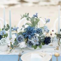 Juego De Flores Artificiales Azul Y Blanco Para Boda Decoración Interior Y Exterior DIY Regalo De Fiesta Accesorios De Flores - details 0