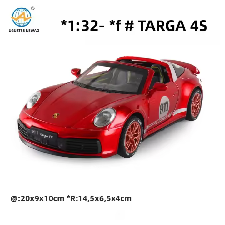 Modelo De Coche De Acción 1:32 911 Targa 4S Supercar Para Niños Con Sonido Y Luz Coche De Metal Para Coleccionistas Regalo F365 - 1