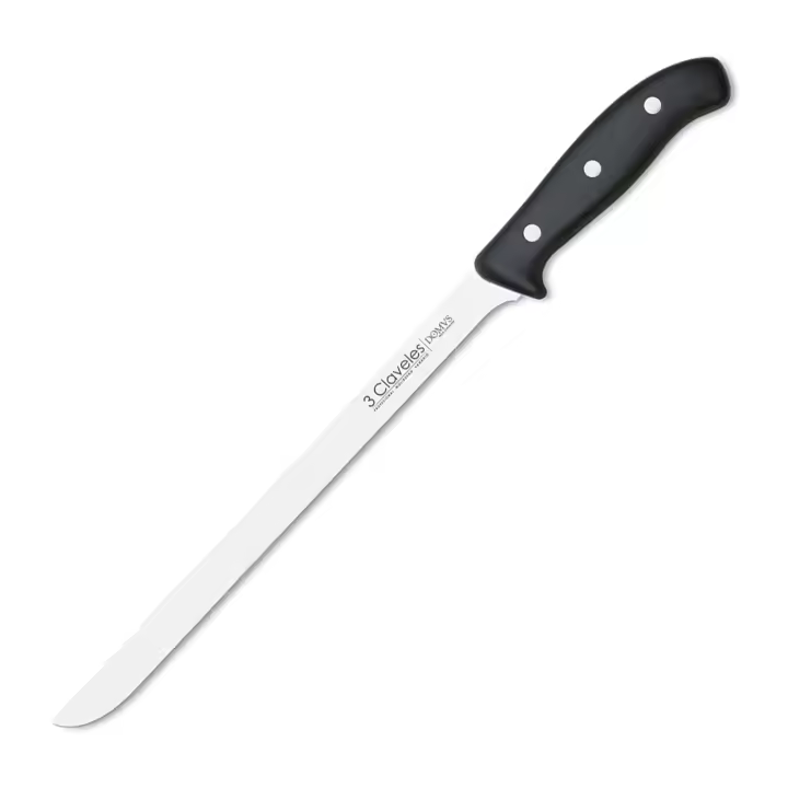 3 Claveles Domus - Cuchillo Profesional Jamonero de 25 cm en Acero Inoxidable - 1