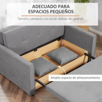 HOMCOM Sofá Cama de 2 Plazas Tapizado en Poliéster con 2 Cojines Desmontables Reposabrazos y Base de Almacenaje Sofá Doble Moderno para Salón Oficina 152x101x81 cm - details 1