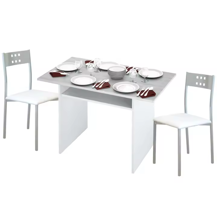 Miroytengo Conjunto de Mesa Cocina y 2 Sillas Pack Mesa Desplegable y 2 Sillas Blanco y Gris Cemento - 1