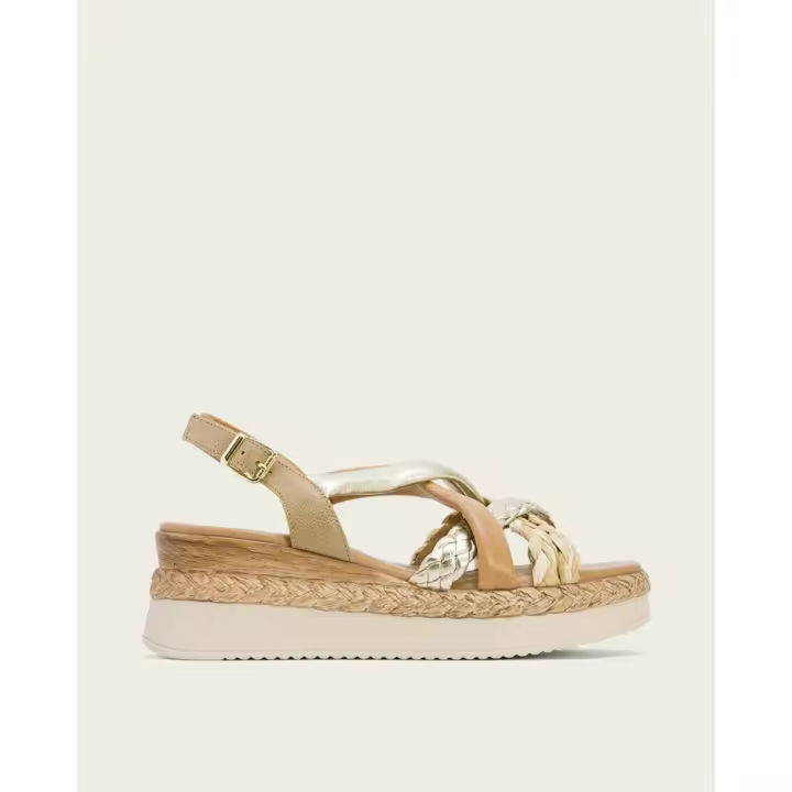 PORRONET 3033-126 Sandalias plataforma mujer 32125 24V SANDALIA CUÑA CRUZADA ARENA PLATINO - 1