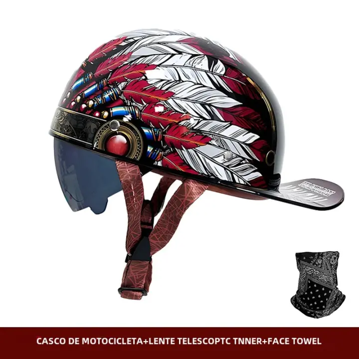 Casco De Motocicleta Con Endoscopio Casco De Medio Cuerpo Para Crucero Universal Scooter Bicicleta Seguridad Personalizada En Verano Para Hombres Y Mujeres - 1
