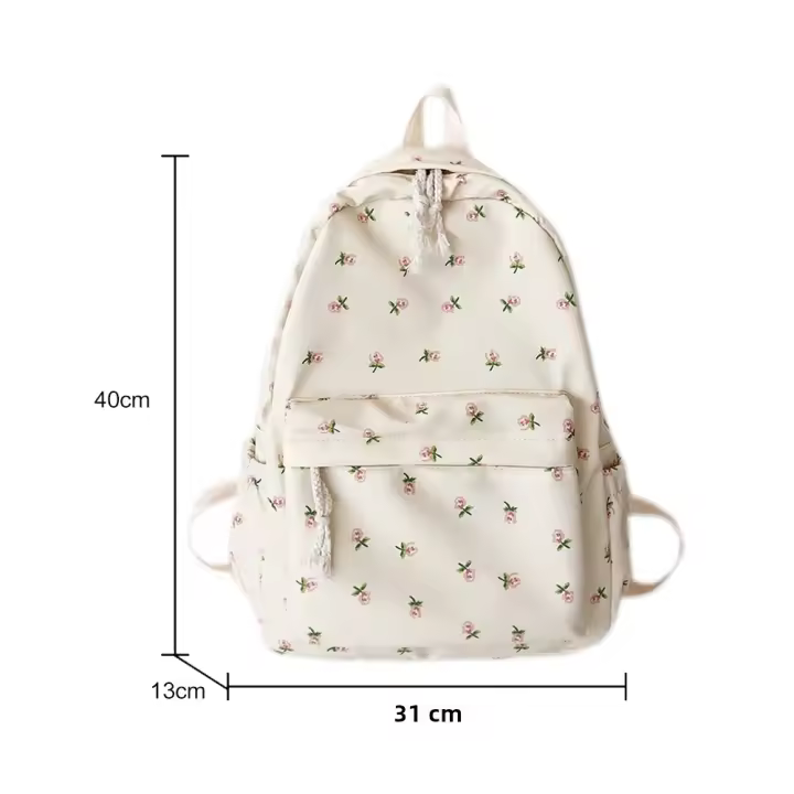 Mochila Floral De Moda Para Estudiantes Y Niñas Con Correas Ajustables Y Gran Capacidad Bolsa De Viaje De Nylon Para Mujeres - 1