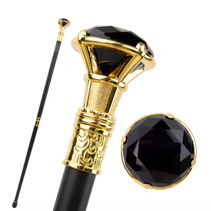 Bastón De Moda Dorado Black Diamond 93cm Elegante Y Decorativo Para Caminar Bastón De Cosplay Para Caballeros Con Punta De Goma Y Manija Recta - 1