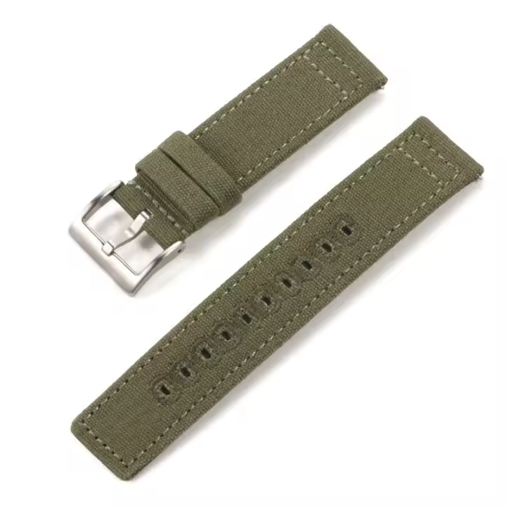 Correas de reloj de lona de liberación rápida (oliva descolorido, 20 mm) Correa de silicona para reloj de 22 mm - 1