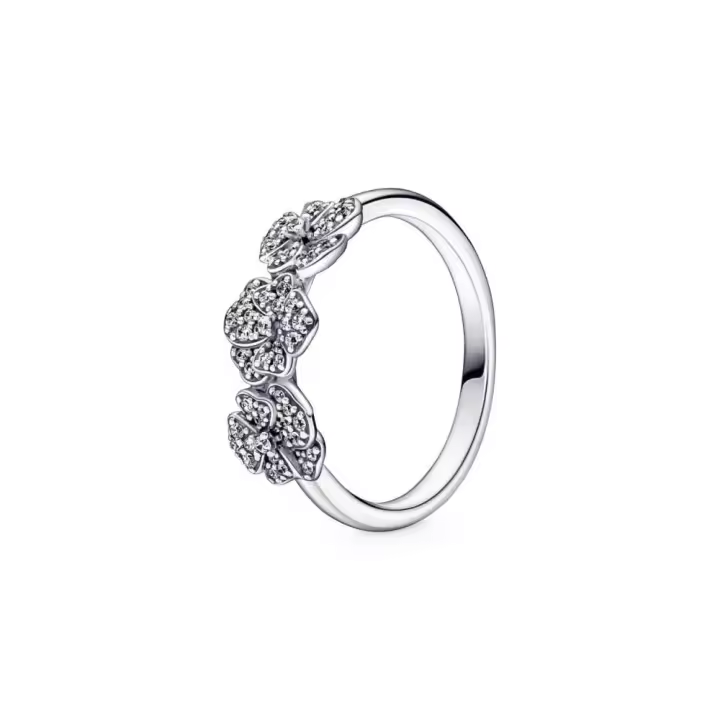 190786C01 - Anillo en plata de ley Triple Flor Pensamiento 190786C01 PANDORA Silver  Anillo Pandora original - 1