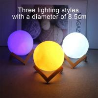 Lámpara De Luna LED 8cm Luz Nocturna Con Base Regalo Para Niños Decoración Para Dormitorio Luz De Noche Con Estrellas - details 3