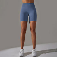 Shorts De Yoga De Cintura Alta Con Control De Abdomen Leggings De Fitness Con Rayas Resistentes Al Agachamiento Shorts De Entrenamiento Sin Costuras - details 9
