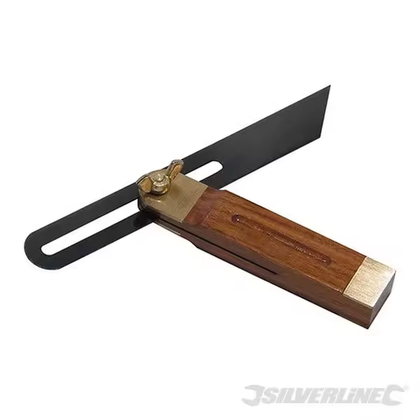 Silverline Falsa Escuadra Ajustable de Acero Inoxidable con Mango de Madera Maciza y Extremo de Latón - 1