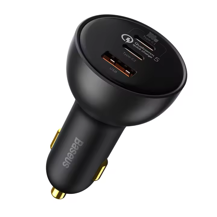 Baseus cargador de coche 160W QC 5,0 carga rápida doble tipo C USB para iPhone 15 14 13 12 pro Ordenadores portátiles tabletas - 1
