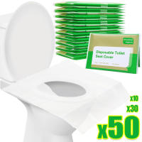 Cubiertas De Asiento Toilette Desechables 50/30/10PCS Viaje Camping Hotel Baño Degradable Impermeable Accesorios De Papel - details 0