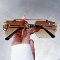 Gafas De Sol Retro Sin Marco De Arco Doble Para Hombres Y Mujeres Protección UV400 Metal Gradiente Unisex Grandes Cuadradas - details 3
