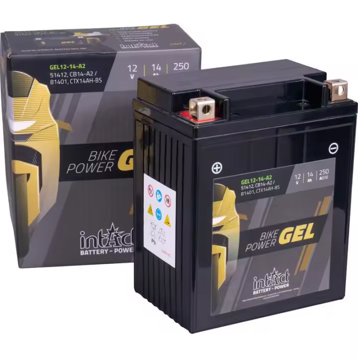 Bateria para motos  Intact YB14B-A2 GEL, Sin mantenimiento, cargada de fabrica sellada - 1