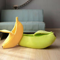 Cama Para Gato En Forma De Plátano Casa Cozy Y Divertida Almohadilla Acolchada Duradera Portátil Jaula Para Mascotas Colores Variados Suministros Para Gatos - details 6
