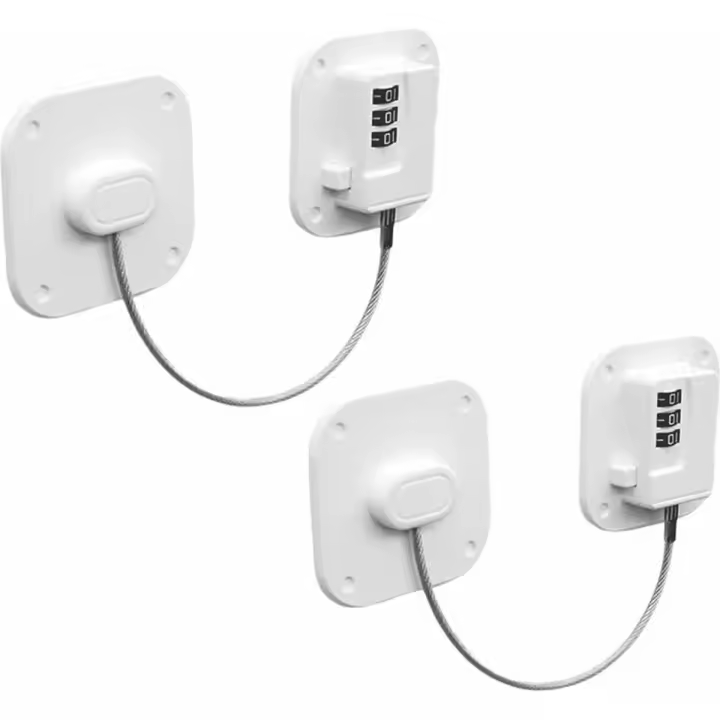 Candado blanco de 2 piezas para refrigerador con código - Candado infantil para refrigerador - Candado de combinación autoadhesivo para refrigerador - Cerradura de seguridad para puerta de refrigerador, armarios con ventana, roperos - Candado para bebés - - 1