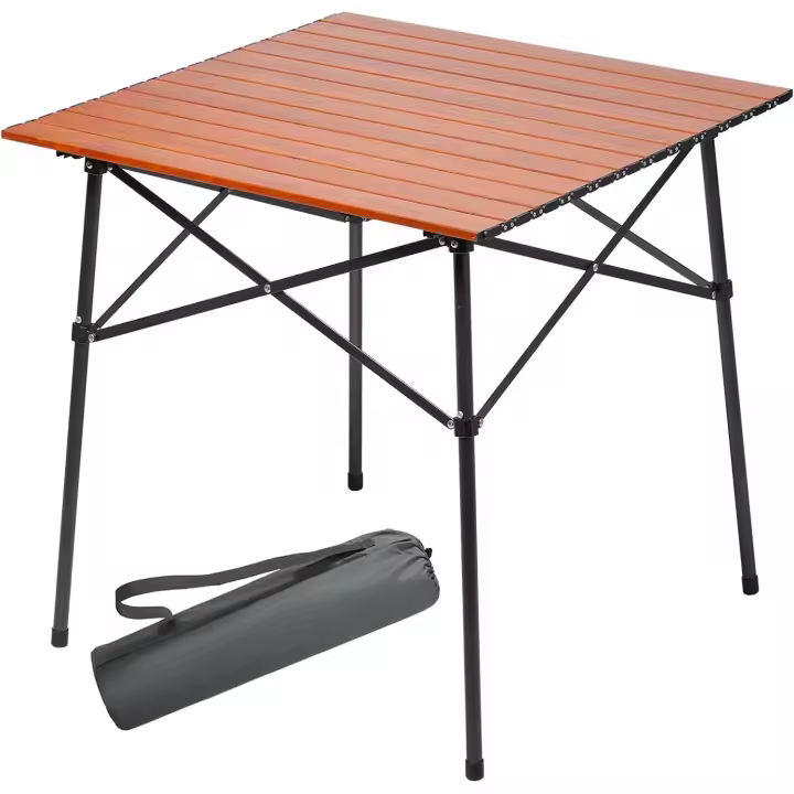 Mesa de Camping Plegable de Aluminio Mesa Cuadrada Roll Up Top 4 Personas Mesa de jardín compacta con Bolsa de Transporte para Picnic Campamento Backyard Barbacoa Plateado - 1