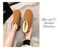 Botas De Nieve Para Mujer Invierno Calientes Cuero Sintético Antideslizantes Impermeables Cortas Con Forro De Algodón Cómodo Talla Real - details 2