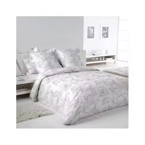 Dhestia Home Juego Funda Nórdica Floral 100% Algodón Cierre Botones Sandra Gris - 1