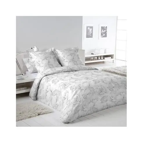 Dhestia Home Juego Funda Nórdica Floral 100% Algodón Cierre Botones Sandra Gris - 1