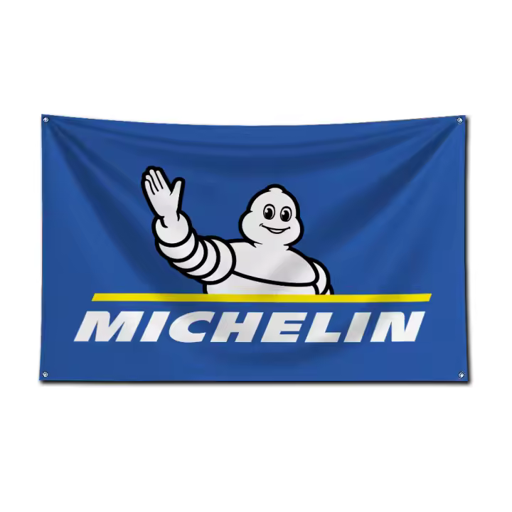 Bandeera De Polyester 3x5 Ft Con Diseño De Neumáticos Michelin Para Decoración De Garage O Exterior Impresión Digital - 1