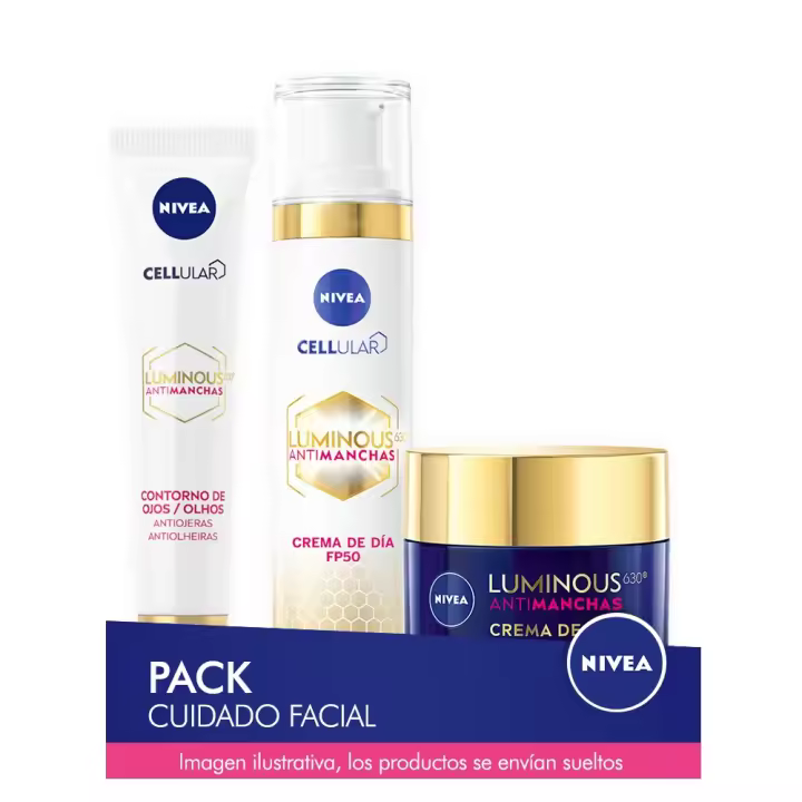 NIVEA LUMINOUS Pack ahorro cuidado facial - Contiene crema de día, crema de noche y contorno de ojos - 1