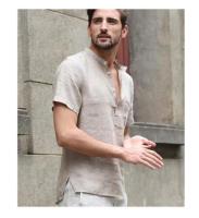 Summer new men's short-sleeved T-shirt casual cotton and linen LED T-shirt breathable men's T-shirt S-5XL - details 3