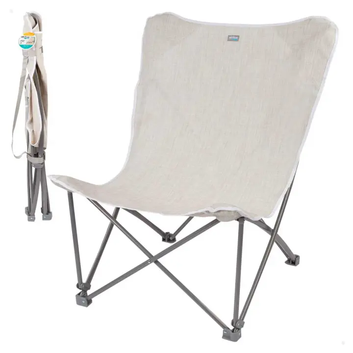 Silla de camping Aktive Beach plegable textil gris claro 90x78x76 cm - 1