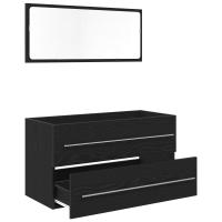 vidaXL Mueble de lavabo con espejo de roble negro 90x45x1,5 cm de madera elaborada - details 3
