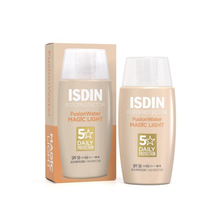 ISDIN Fusion Water Magic Light SPF50 Protector Solar Facial Ultraligero 50 ml — oferta en Miravia