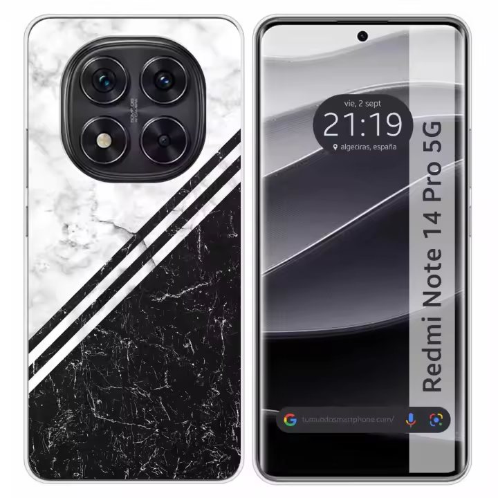Tumundosmartphone Funda Silicona para Xiaomi Redmi Note 14 Pro 5G diseño Mármol 01 Dibujos - 1