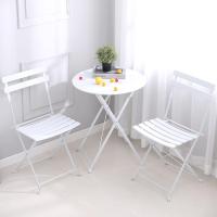Juego de Mesa y sillas Plegables para balcón al Aire Libre de Tres Piezas, Juego de Mesa y sillas de Taberna para terraza de Acero, Juego de Muebles de Mesa y Silla Plegables de 3 Piezas - details 0