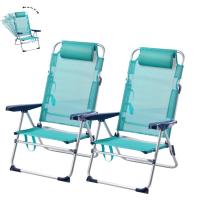 Pack de 2 Silla de Playa Plegable y Reclinable con Cojín de 5 Posiciones 57X31X62/101CM Turquesa - details 3