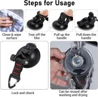 Paquete de 4 anclajes de ventosa de servicio pesado con anillo en D, anclaje de ventosa de coche con gancho de fijación, para tiendas de campaña laterales de coche-accesorio para el hogar, viaje-negro, 17*8cm - details 0