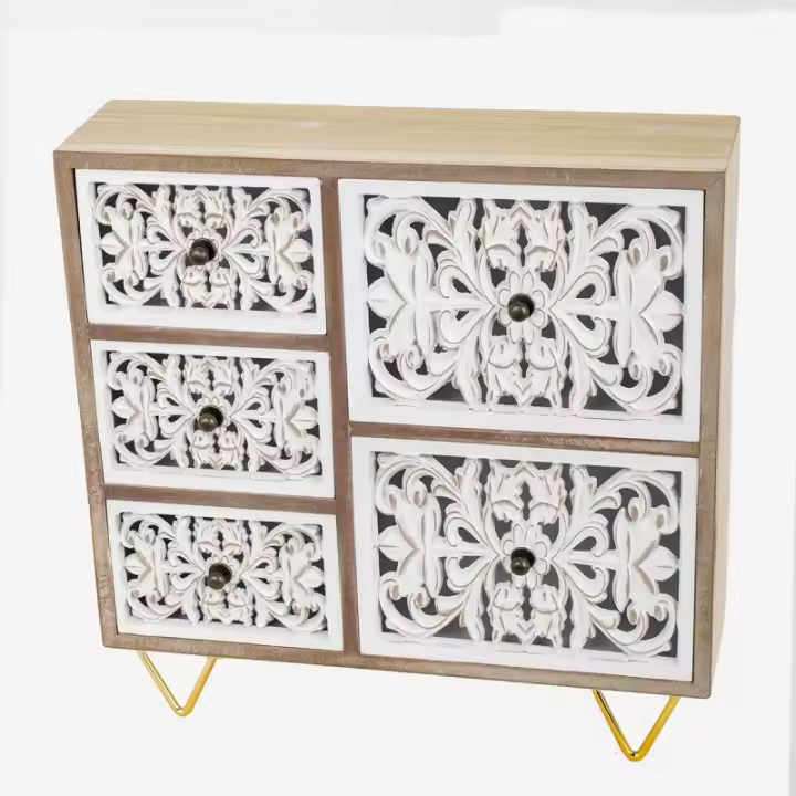 SIGNES GRIMALT Joyero 5 Cajones Marrón de Mdf | Caja Joyeros Zara Home 30x8x30cm - 1
