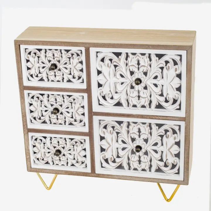 SIGNES GRIMALT Joyero 5 Cajones Marrón de Mdf | Caja Joyeros Zara Home 30x8x30cm - 1