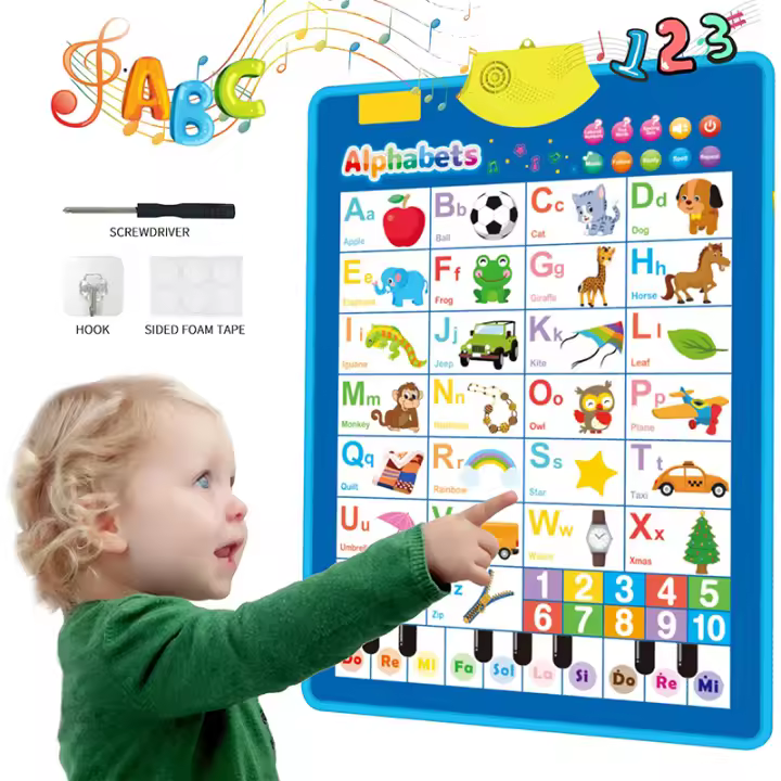 Cartilla de Pared de Letras Electrónicas Inglés Talking ABC 123s Musical Para Niños Juguetes Educativos de Aprendizaje - 1